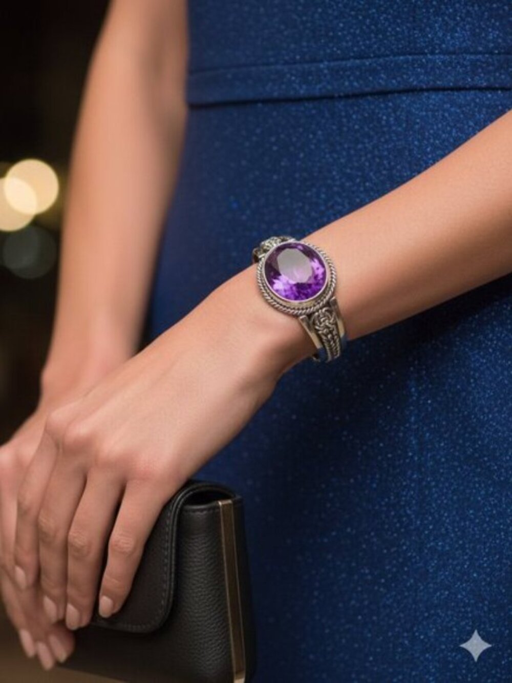 Purple Gemstone Silver Bracelet - Picture 5 of 5